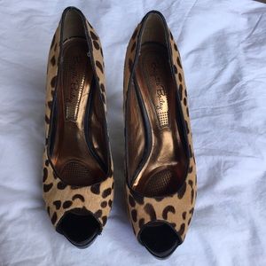 Brigitte Bailey leopard calf hair platform heels